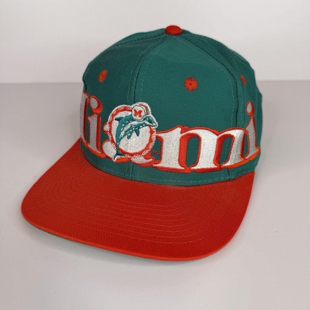 Vintage Miami Dolphins Hat Cap Snap Back Mens One Size Green NFL Football Logo 7